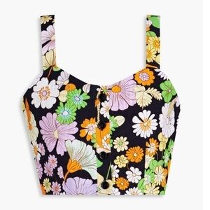 Maje NWT Flower Power Cropped Top 70s Inspired Floral Cami Top